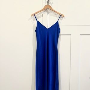 Wilfred Only Slip Satin MIDI Dress in Azure Blue Size S (never worn)